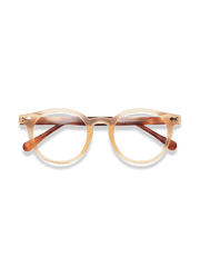 アンバー色フレームのブルーライトカットメガネ