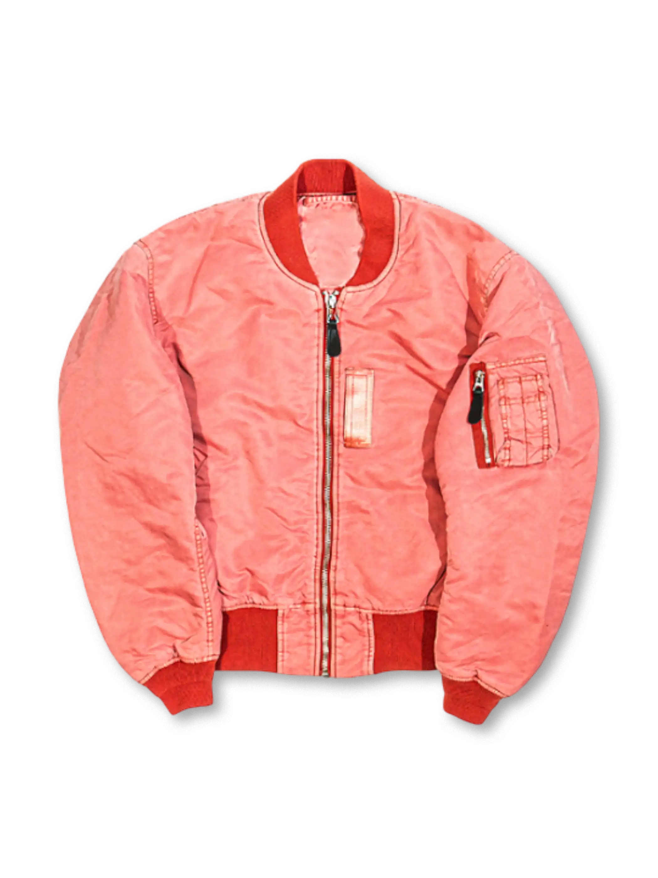 アメリカンヴィンテージ カラーブロック フライトジャケット オレンジ レッド MA-1 短丈 メンズ ストリート アウター