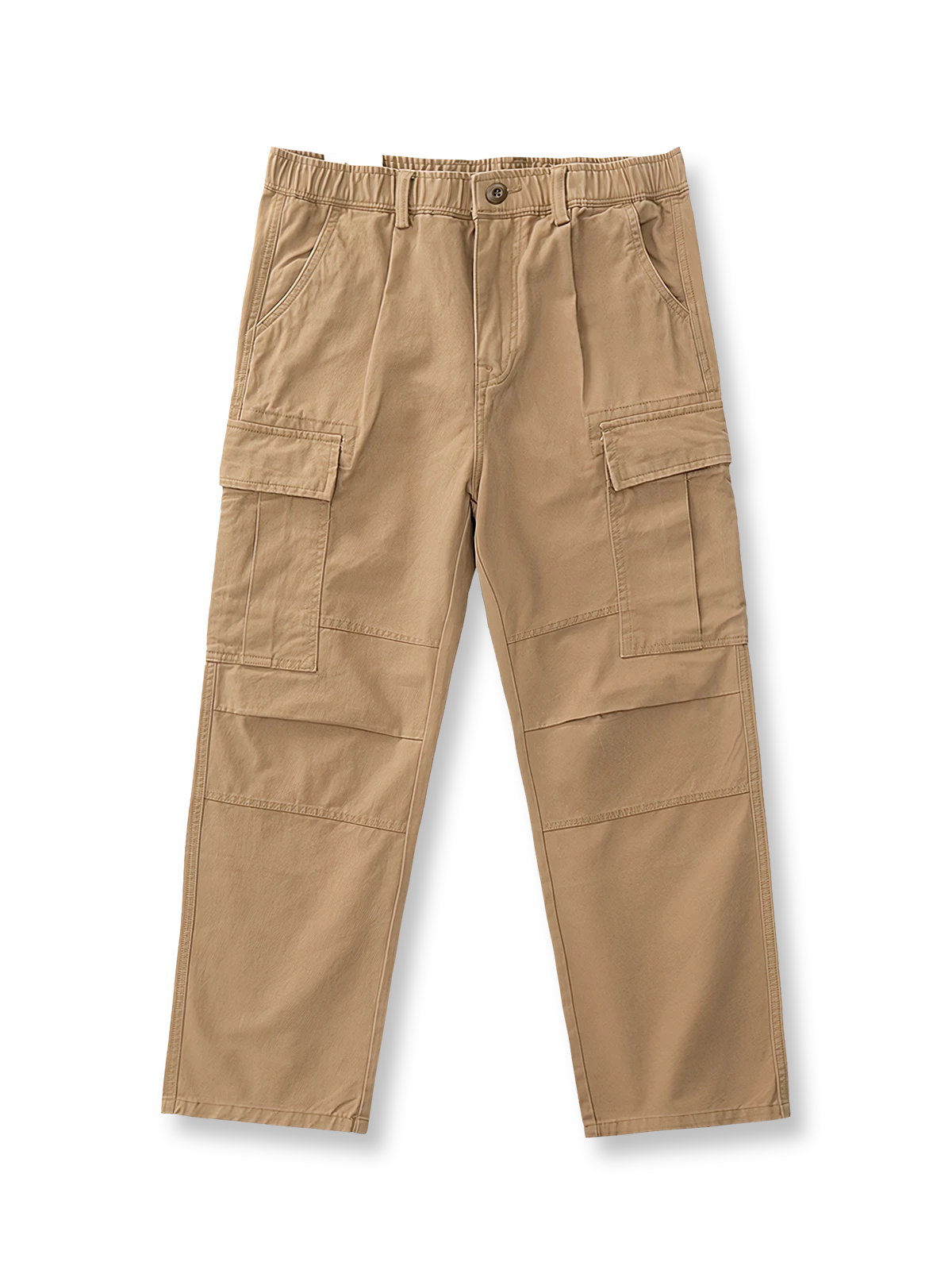 洗い加工と多彩なポケットが特徴のカーゴパンツ。