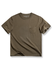 トリプルステッチとポケットが特徴のアメリカンスタイル密紡綿コットンTシャツ