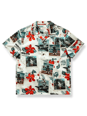 カートゥーンキャットと第二次世界大戦モチーフのアメリカンヴィンテージハワイアンシャツ
