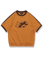 ペンギンとトーレンのアニメ柄抜染プリントが施されたスウェット風ショートスリーブTシャツ