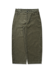 アーチ型カットデザインと柔らかい100%コットンコーデュロイ素材を使用したワイドストレートパンツ。収納力のある多ポケットと耐久性の高い縫製が特徴。