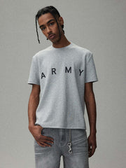 詳細画像:ARMYロゴプリントのディテール