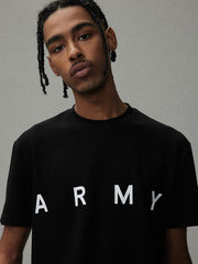 詳細画像:ARMYロゴプリントのディテール