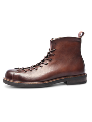 職人手作りのワックス加工本革バイカーブーツ