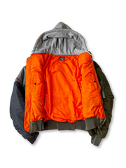 アシンメトリー パッチワーク フード付き フライトジャケット