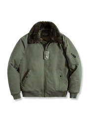 フリース襟とアームポケットが特徴のB-15ボンバージャケットの全体とディテール