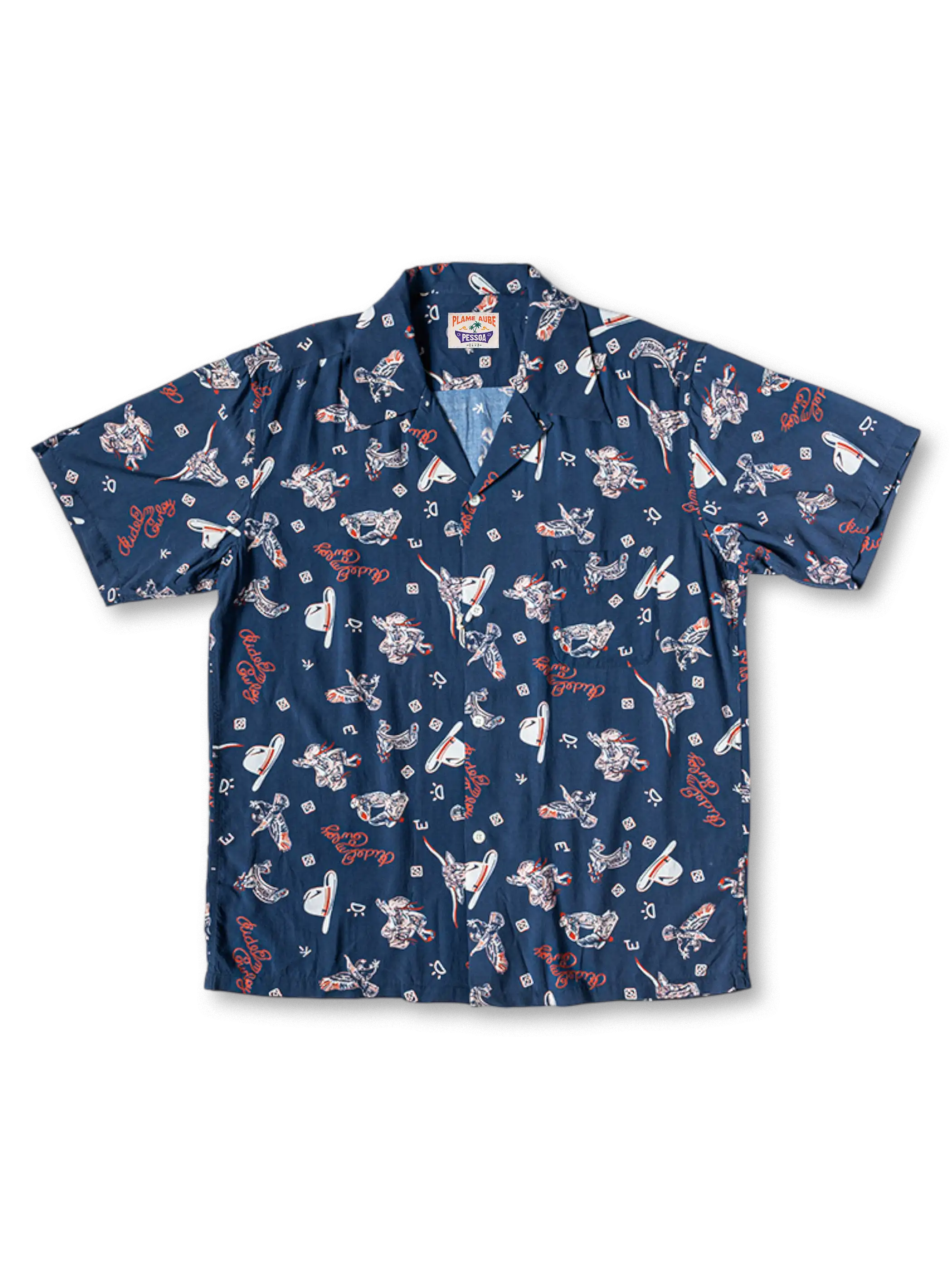 40年代ヴィンテージバンダナモチーフを大胆に配したレーヨンキューバカラーアロハシャツ