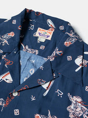 バンダナパターン レーヨンキューバカラーアロハシャツ