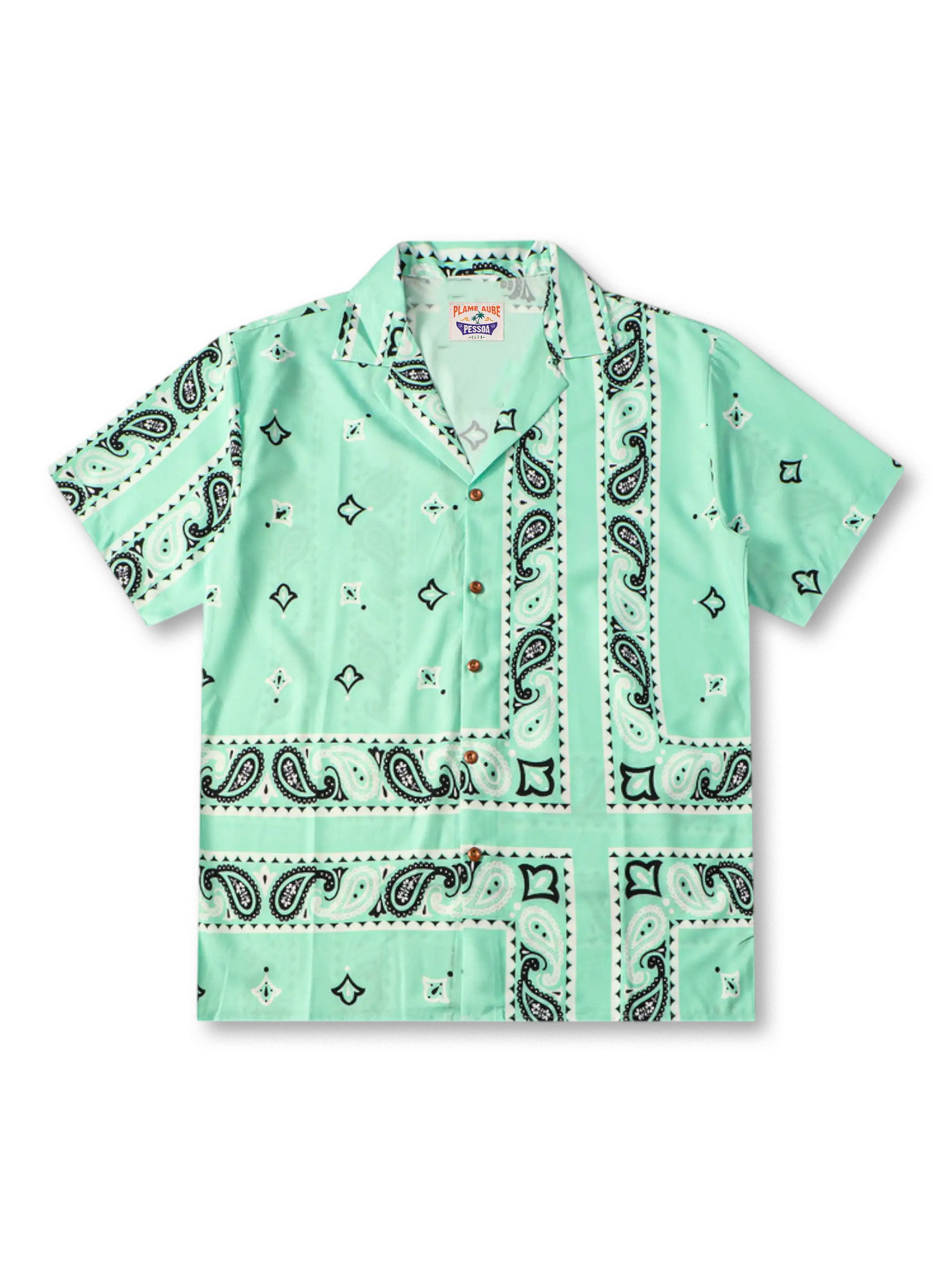 バンダナ柄とキューバカラーが映える軽量ポリエステルシャツ