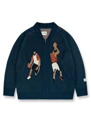 バスケットボール要素が施されたコーウィッチンカーディガンセーター