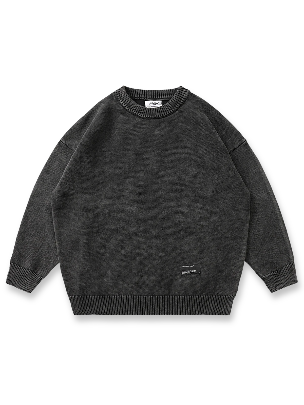 バティック染めとウォッシュ加工が施されたコットンプルオーバーニット、ヴィンテージ感のある柔らかい着心地