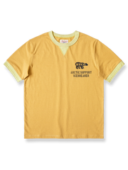 バイカラー袖口とヴィンテージ風ホッキョクグマプリントのコットンTシャツ。