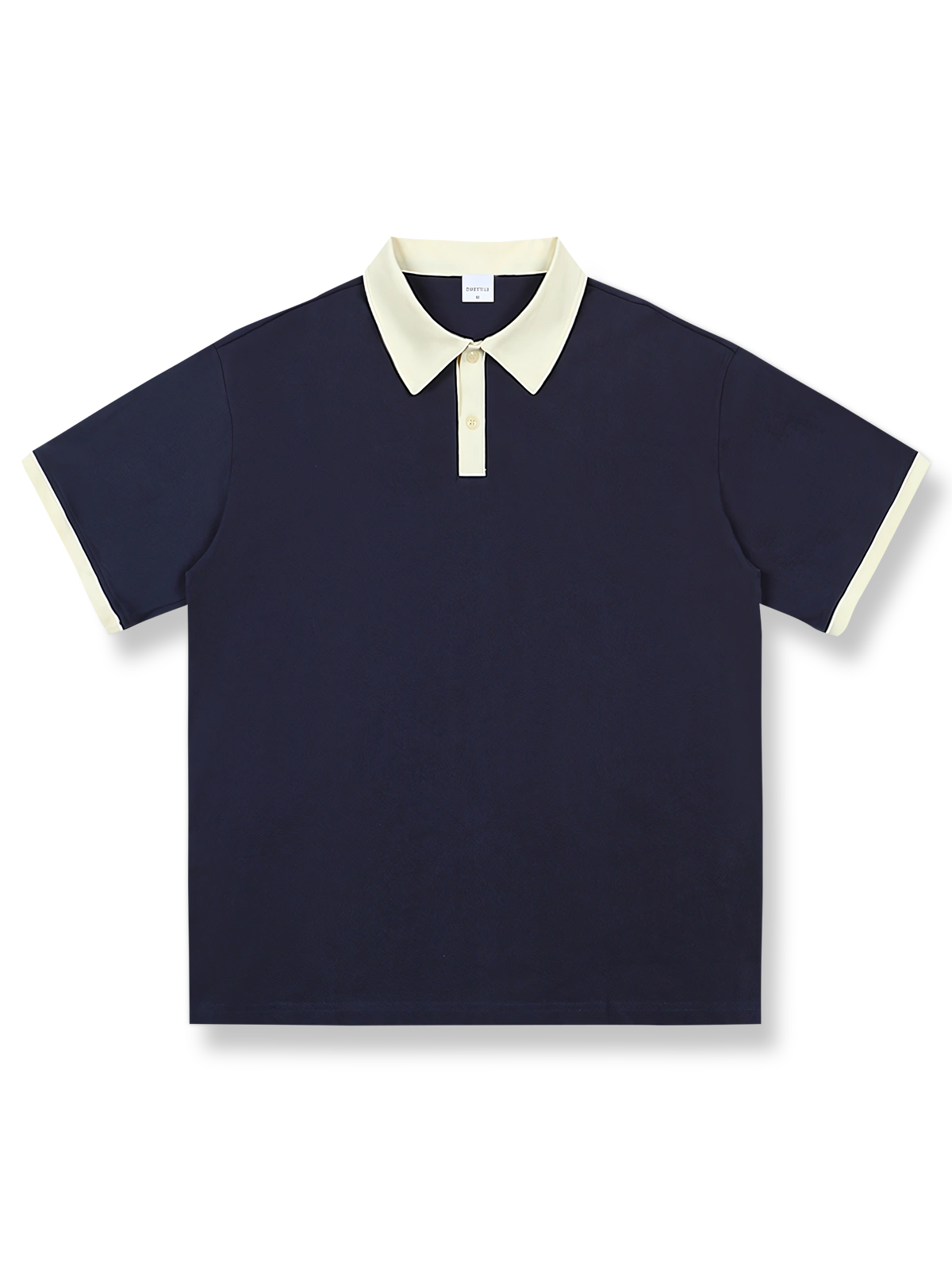 バイカラー配色が映えるヴィンテージ風半袖ポロシャツの前面が見える商品画像