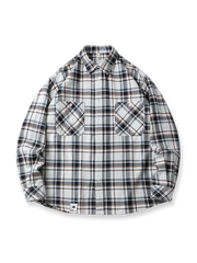 ビンテージ感のあるビッグチェック柄のルーズフィットコットンシャツ