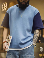 ブルースカラーブロックエアレイヤーTシャツ