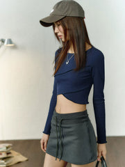 BMスタイルクロップドニットトップス