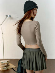 BMスタイルクロップドニットトップス