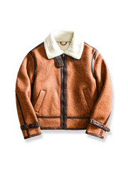 襟にボアがあしらわれたレザージャケットの製品イメージ