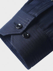 3色ストライプ 裏フリース ビジネスシャツ