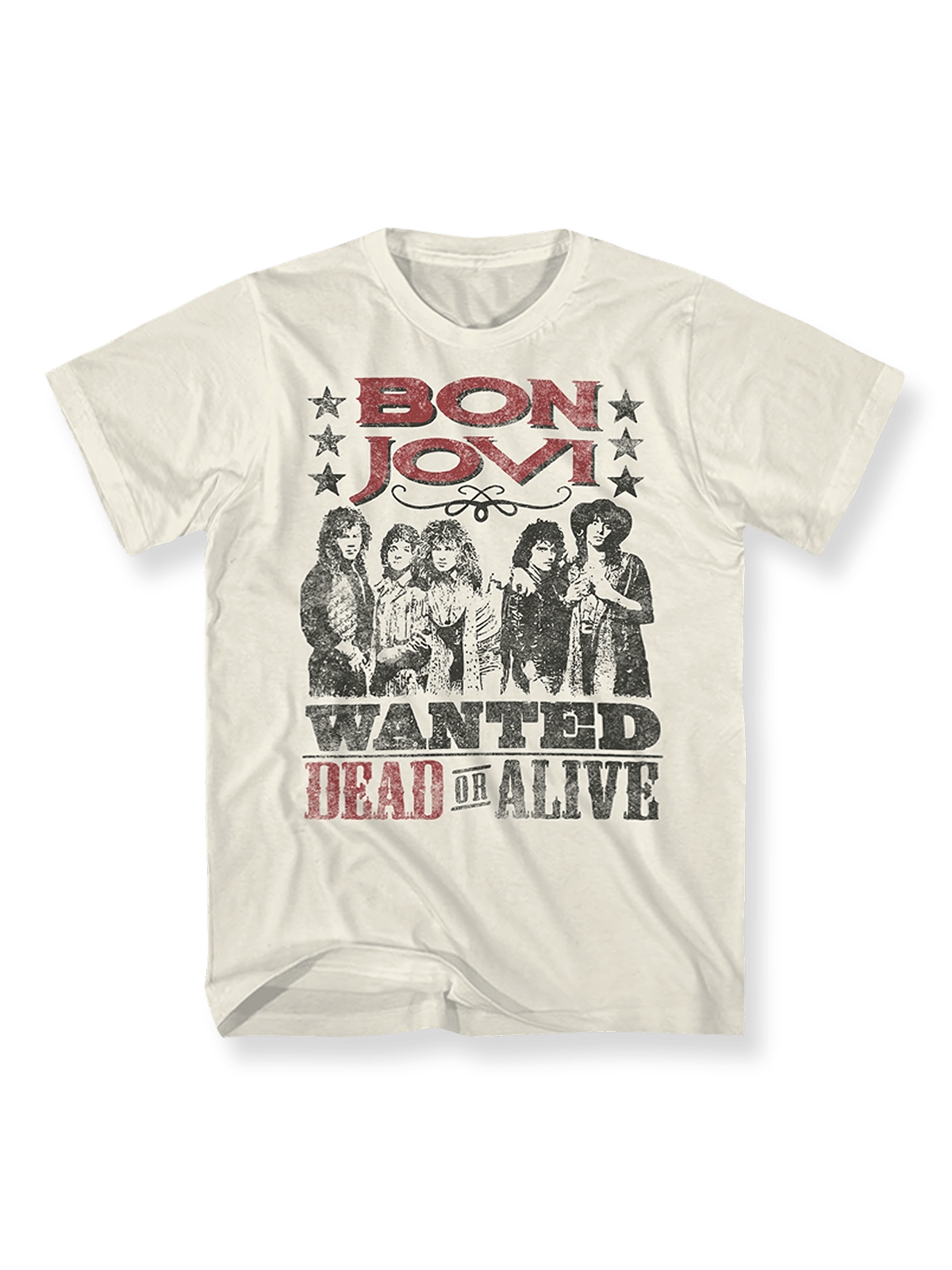Bon Joviバンド『Wanted Dead or Alive』ヴィンテージプリントTシャツ前面図