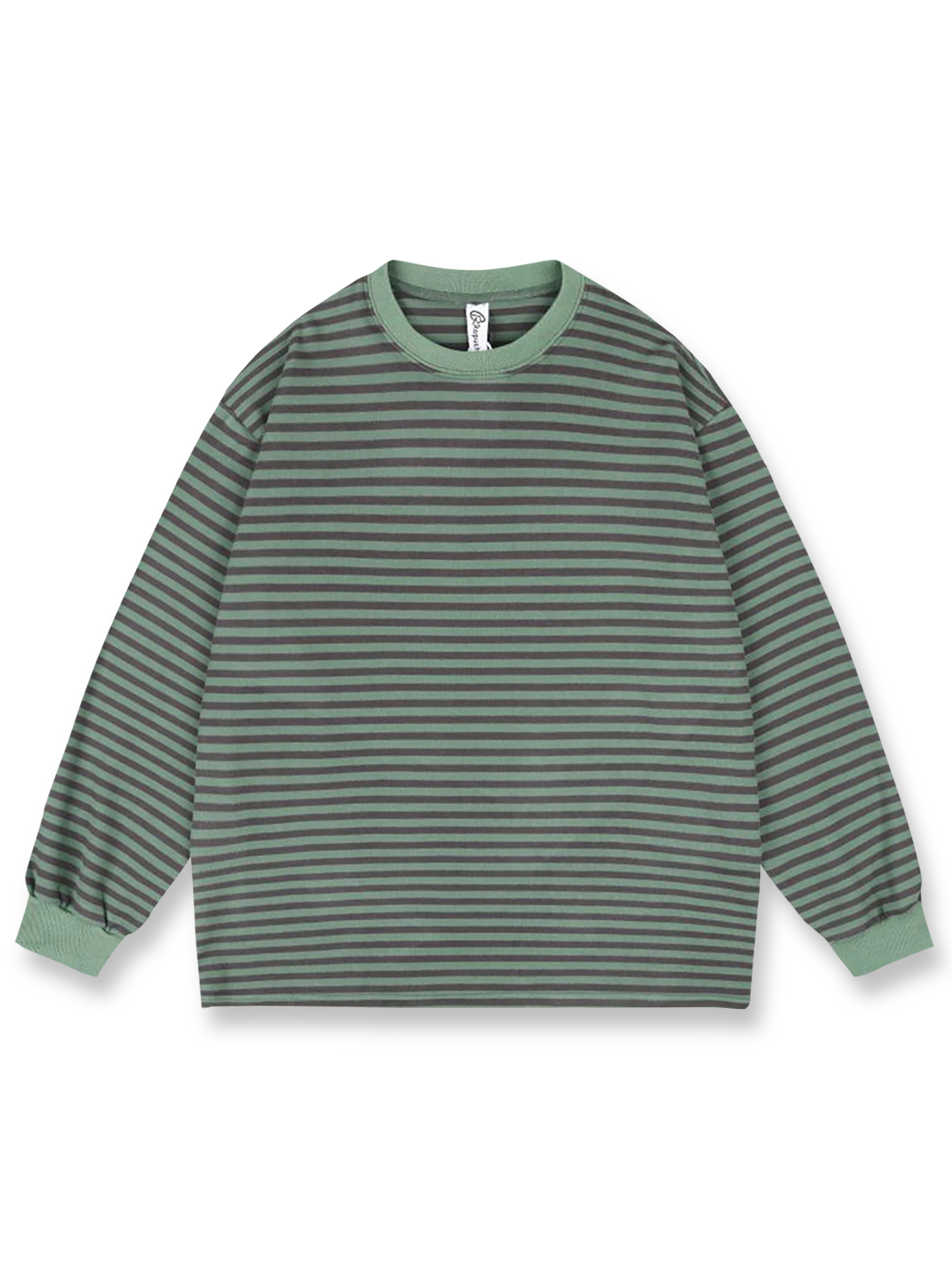 ボーダー柄クルーネック長袖インナーシャツ