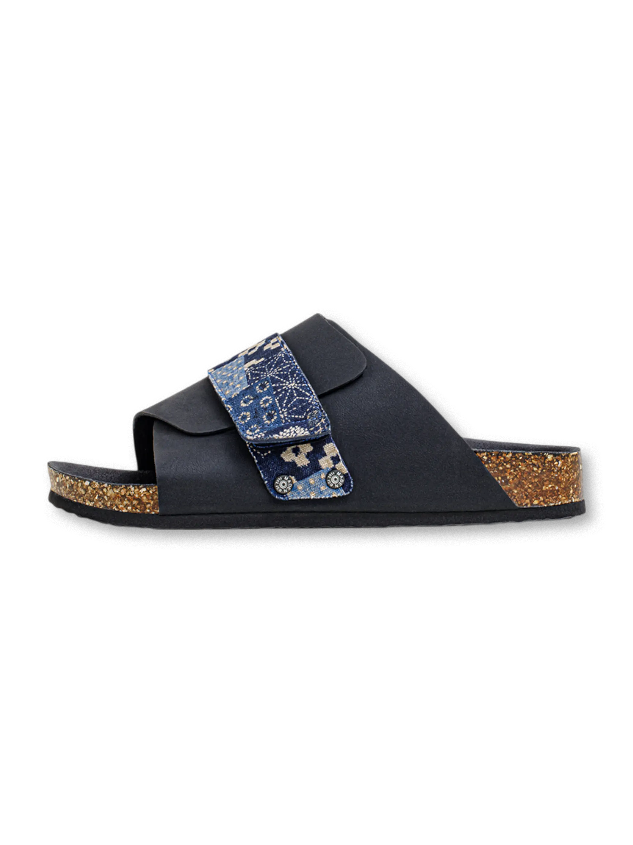 BORO古布パッチワークプリントと調節可能なコルクサンダル