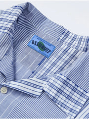 ボックスシルエット チェック×パッチワーク キューバカラーシャツ