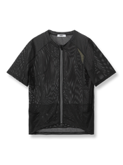 メッシュ素材とダブルジッパー仕様の通気性サイクリング半袖ジャケット