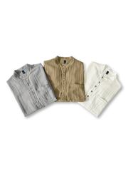 微孔立ち襟サマーシャツ