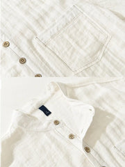 微孔立ち襟サマーシャツ