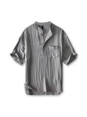 微孔通気立ち襟サマーシャツ