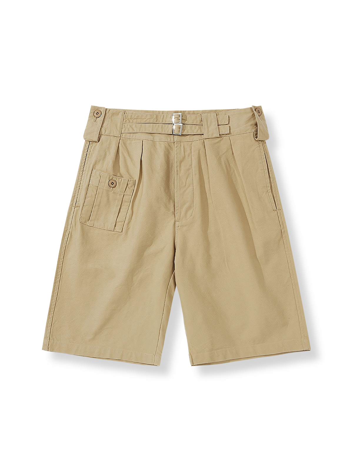 ダブルアジャストストラップと複数ポケットが特徴の英国軍グルカスタイル五分丈ショートパンツ