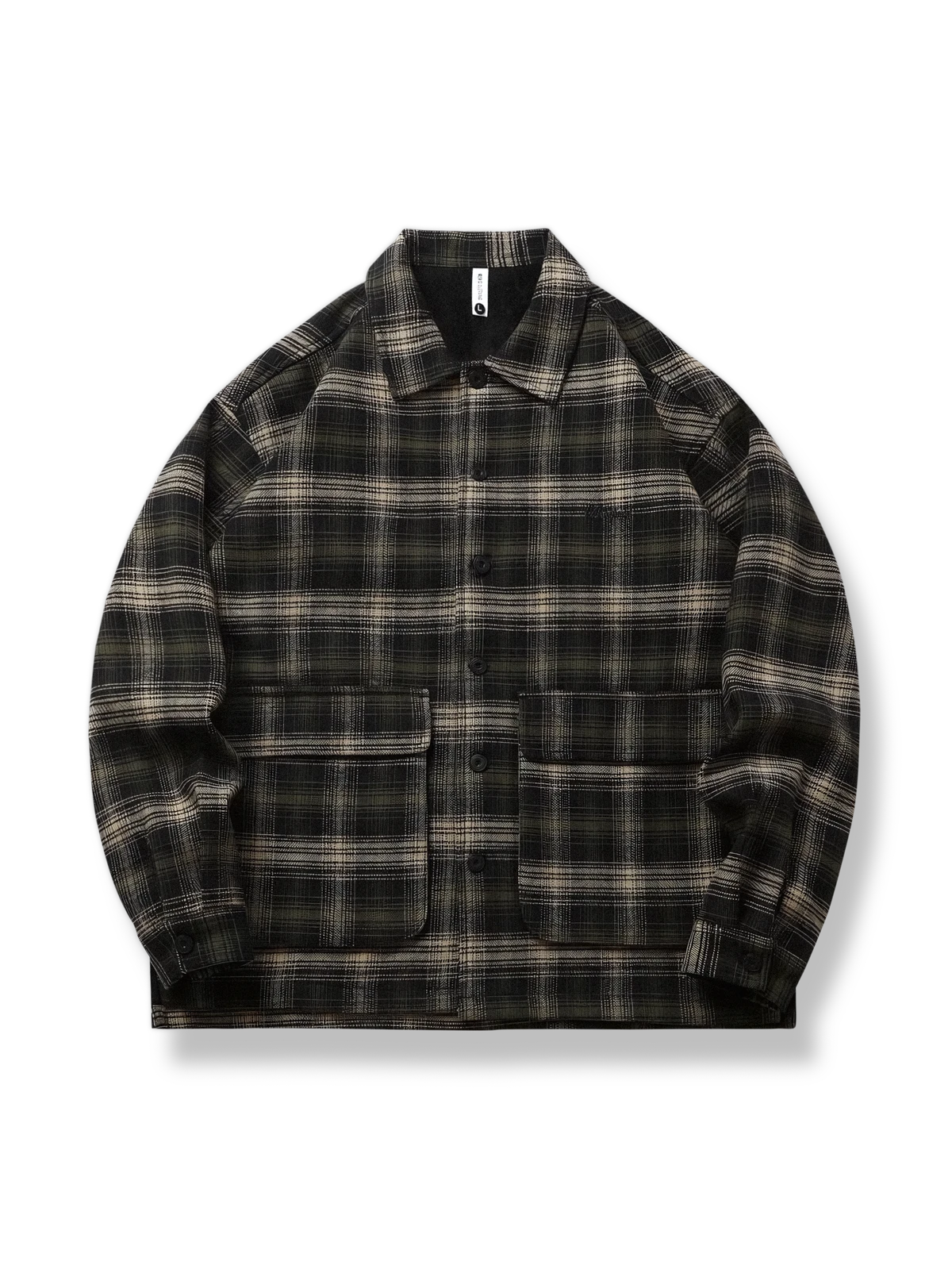 裏起毛フランネルとチェック柄が特徴のゆったりフィットシャツジャケット。