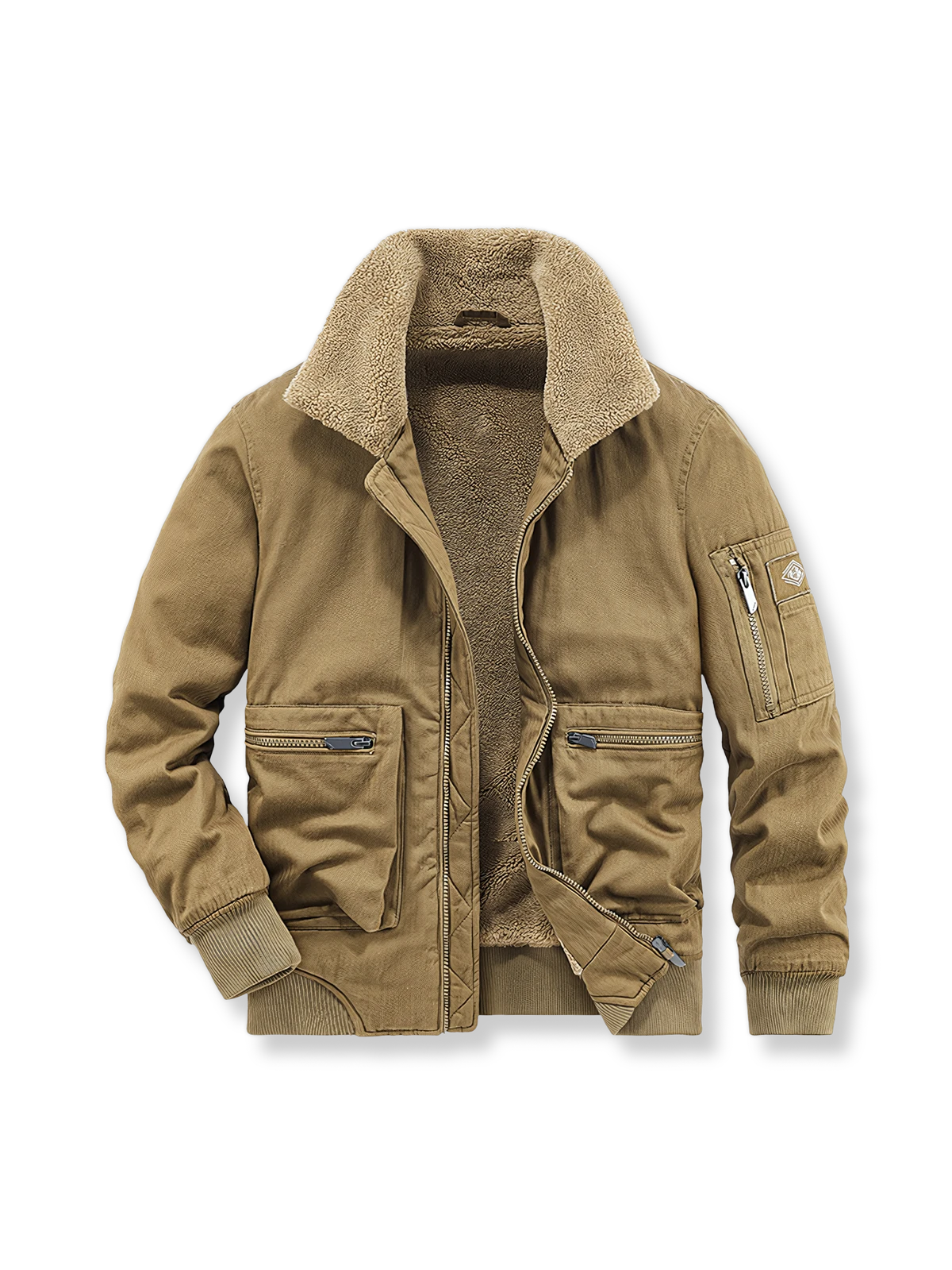 裏起毛コットンとフリースライナーの3色展開アビエータージャケット。