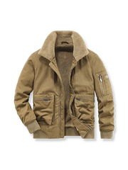 裏起毛コットンとフリースライナーの3色展開アビエータージャケット。