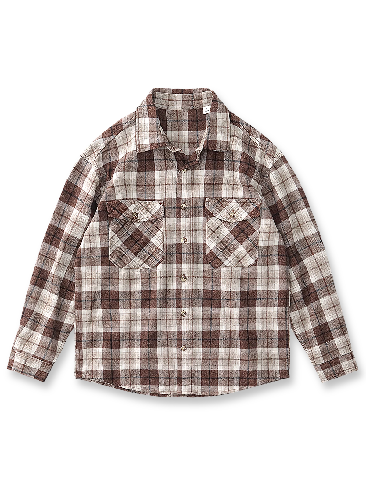 ブラッシュド加工のヘリンボーンチェックが映えるオーバーサイズ長袖シャツ。