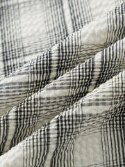 サッカー生地チェックキューバシャツ