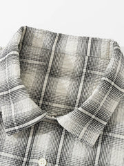 サッカー生地チェックキューバシャツ