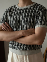 Cable Knitジャカード半袖Tシャツ