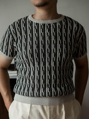 Cable Knitジャカード半袖Tシャツ