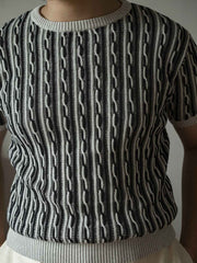 Cable Knitジャカード半袖Tシャツ