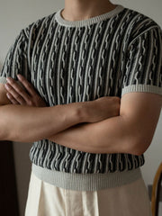 Cable Knitジャカード半袖Tシャツ