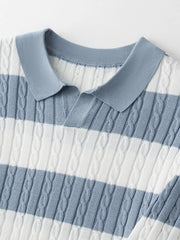 ケーブルジャカードボーダーニットプルオーバー