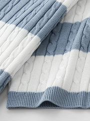 ケーブルジャカードボーダーニットプルオーバー