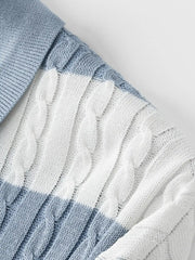 ケーブルジャカードボーダーニットプルオーバー