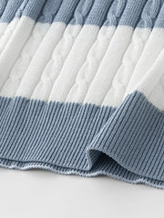 ケーブルジャカードボーダーニットプルオーバー