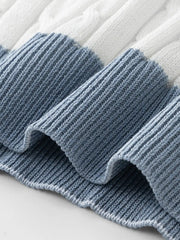 ケーブルジャカードボーダーニットプルオーバー