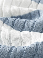 ケーブルジャカードボーダーニットプルオーバー